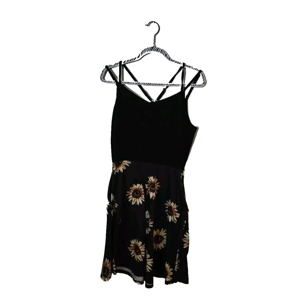 Moyabo Y2K Sunflower‎ Print Spaghetti Strap Pockets Summer Dress Womans Size XL